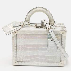 Louis Vuitton Silver Holographic Crocodile Petite Valise Bag