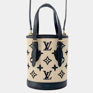 Louis Vuitton Black Cotton Calfskin Monogram Nano Bucket Bag 
