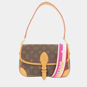 Pre Owned Louis Vuitton Fuchsia Brown Monogram Canvas Diane PM Shoulder Bag