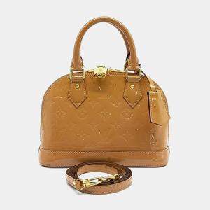 Pre Owned Louis Vuitton Beige Patent Leather Vernis Alma BB bag