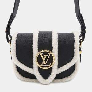 Louis Vuitton Noir Calf Leather Shearling Lv Pont Neuf Soft PM Shoulder Bag