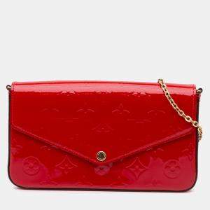 Louis Vuitton Red Monogram Vernis Pochette Felicie Shoulder Bag