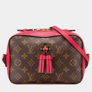 Pre Owned Louis Vuitton Brown Red Monogram Canvas Saintonge Shoulder Bag