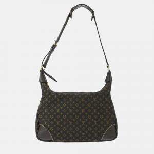 Pre Owned Louis Vuitton Brown Monogram Mini Lin Canvas Boulogne Shoulder Bag