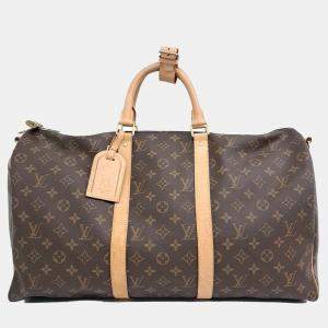 Louis Vuitton Brown Canvas Monogram Bandouliere Keepall 50 bag