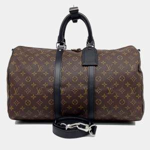 Louis Vuitton Brown Coated Canvas Macassar Bandouliere Keepall 45 bag