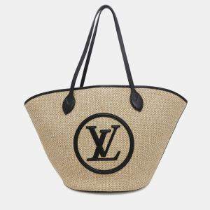 Louis Vuitton Saint Jacques Noir Raffia Leather Tote
