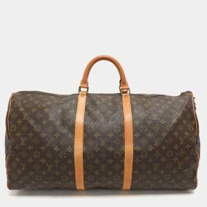 Louis Vuitton Monogram Canvas and Leather Keepall 60 Bag