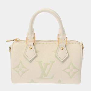 Louis Vuitton Off-White Green Leather Monogram Empreinte Nano Speedy Shoulder Bag