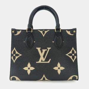 Louis Vuitton Black Beige Monogram Empreinte Leather OnTheGo PM Handbag