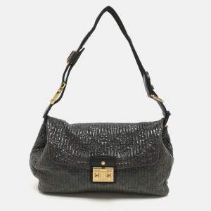 Louis Vuitton Noir Black Monogram Motard Patent Leather Pochette Bag