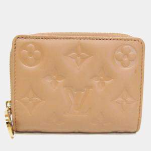 Louis Vuitton Monogram Embossed Wallet Lamb Leather Wallet Camel