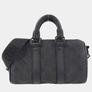 Louis Vuitton Black Taurillon Leather Keepall Bandouliere 25 Boston Bag