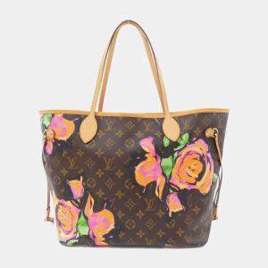 Pre Owned Louis Vuitton Monogram Rose Stephen Sprouse Neverfull MM Bag