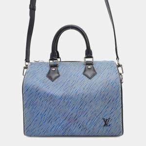Pre Owned Louis Vuitton Speedy Bandouliere Blue/Noir Epi Denim Size 25
