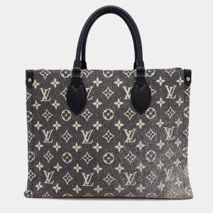 Louis Vuitton Onthego Gray Monogram Jacquard Denim Size Mm