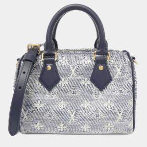 Louis Vuitton Blue Monogram Cotton Speedy Bandouliere Shoulder Bag