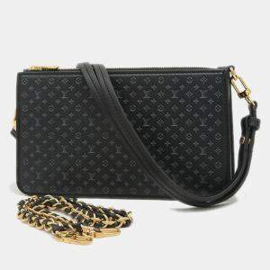 Pre Owned Louis Vuitton Black Nanogram Leather Pochette Lexington Chain Shoulder Bag