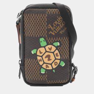 Pre Owned Louis Vuitton Brown and Multicolor Damier Giant Canvas NIGO Double Phone Shoulder Bag