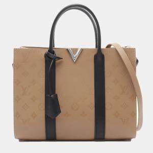 Pre Owned Louis Vuitton Beige and Black Monogram Canvas Very MM Tote Bag