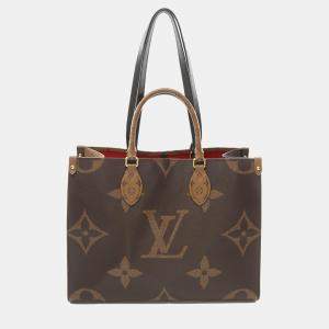 Pre Owned Louis Vuitton Beige and Brown Monogram Giant Reverse Canvas OnTheGo MM Tote Bag