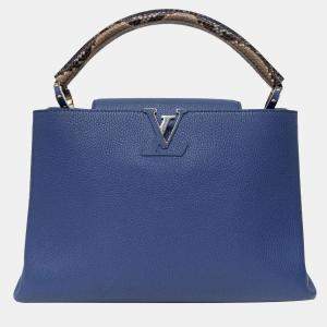 Louis Vuitton Blue Leather Python Capucines MM Bag