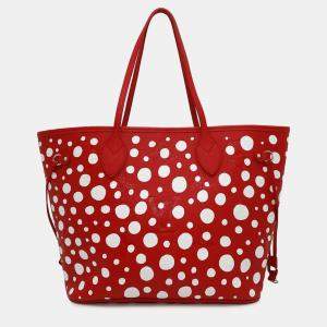 Louis Vuitton Rouge Blanc Monogram Empreinte Leather Infinity Dot Neverfull MM Tote Bag