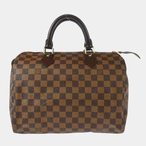 Pre Owned Louis Vuitton Brown Damier Ebene Speedy 30 Handbag