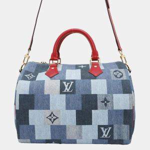 Louis Vuitton Blue/Red Monogram Denim Speedy Bandouliere 30 Handbag