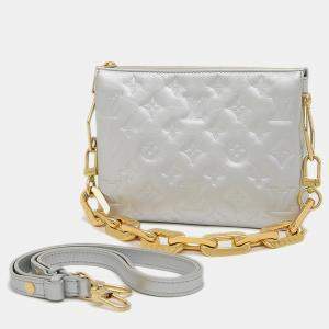 Louis Vuitton Silver Leather Monogram Coussin BB Crossbody Bag