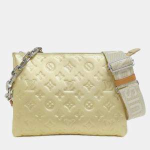 Louis Vuitton Gold Leather Monogram Coussin PM Shoulder Bag