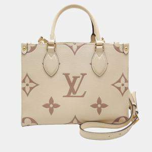 Louis Vuitton Cream Bicolor Monogram Empreinte Leather OnTheGo PM Tote Bag