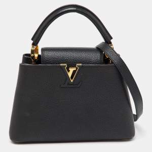 Pre Owned Louis Vuitton Black Leather Capucines BB Bag