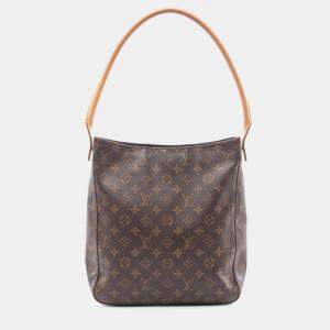 Pre Owned Louis Vuitton Looping Gm Shoulder Bag Monogram Leather Brown