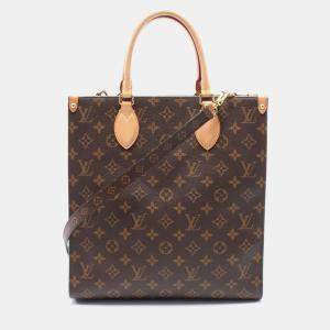 Pre Owned  Louis Vuitton Brown Monogram Leather Sac Plat PM Tote Bag