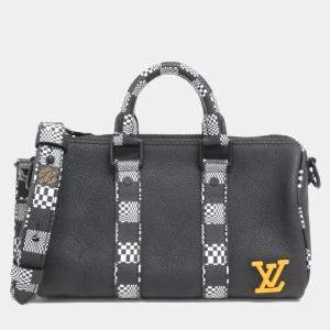 Louis Vuitton Black Leather Damier Distorted City Keepall XS Shoulder Bag