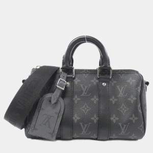 Louis Vuitton Black Monogram Eclipse Reverse Keepall Bandouliere 25 Boston Bag