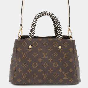 Pre Owned Louis Vuitton Noir/Cream Monogram Montaigne BB Shoulder Bag