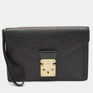 Louis Vuitton Black Epi Leather Sellier Dragonne Clutch