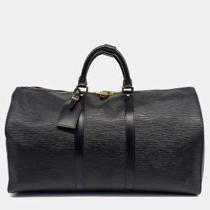 Louis Vuitton Black Leather Epi Keepall 50 bag