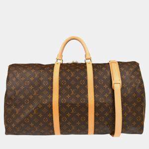 Louis Vuitton Brown Monogram Keepall Bandouliere 60 Duffle Bag 