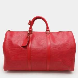 Louis Vuitton Red Epi Leather Keepall 50 Bag