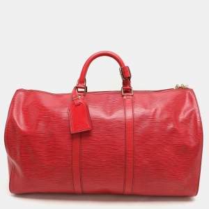 Louis Vuitton Red Epi Leather Keepall 50 Bag