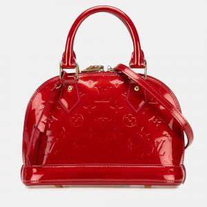 Pre Owned Louis Vuitton Red Monogram Vernis Alma BB