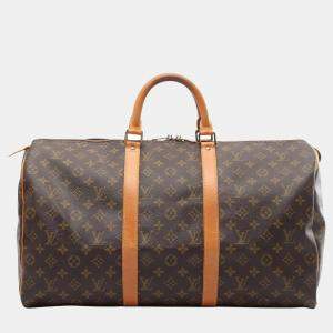 Louis Vuitton Brown Monogram Canvas Keepall 50 Shoulder Bag