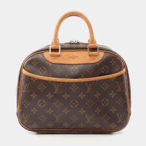 Pre Owned Louis Vuitton Brown Monogram Canvas Leather Trouville Handbag 