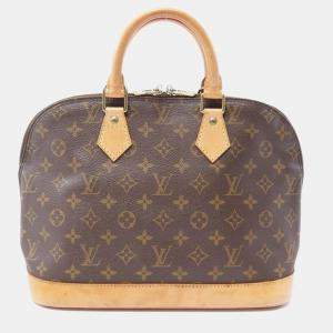 Pre Owned Louis Vuitton Alma Hand Zipped Bag Monogram Canvas Brown  Lv