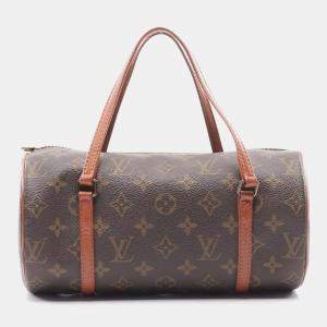 Louis Vuitton Papillon 26 Old Hand Bag Monogram Canvas Leather Brown