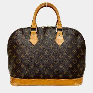 Louis Vuitton Alma Handbag Monogram Canvas Leather Brown  Lv