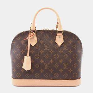 Louis Vuitton Alma Hand Bag Monogram Leather Brown Lv